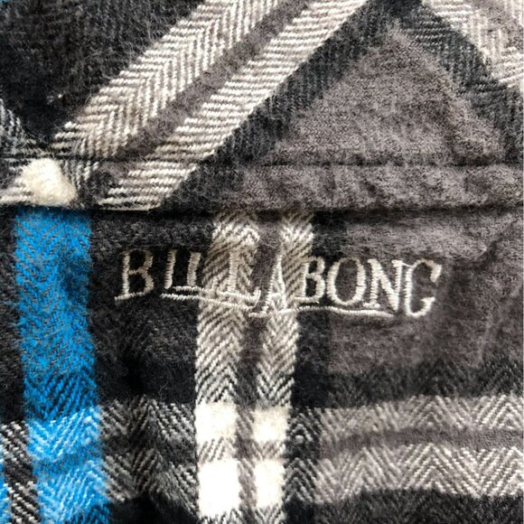 Billabong Mens Shirt Medium Long Sleeve Plaid Flannel Button Up Black Classic - Picture 10 of 13